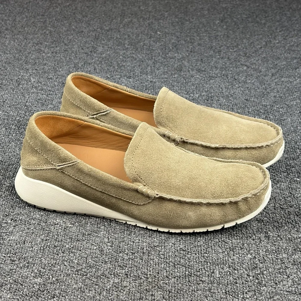 OluKai Ka'a Loafer Men's 9 Tan Suede Leather Slip On Moc Toe Shoes 10535-5252